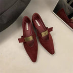 Damen elegante Ballerinas mit modischen Schnallen und hochwertigem Samt R&B