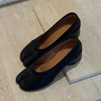 Damen Ballerinas mit spezieller Zehenöffnung und komfortablem Blockabsatz R&B