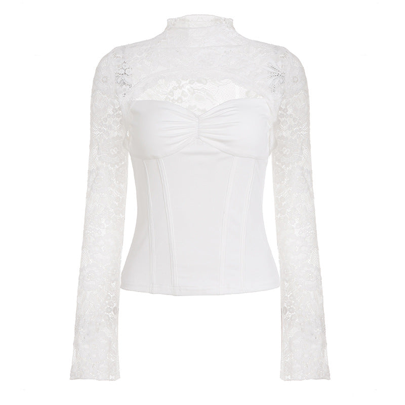 Damen Spitzenbluse mit schickem Halsteil und raffinierter Passform R&B