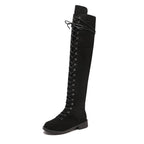Damen Überknee-Stiefel mit modischem Schnür-Design und robustem Profil R&B