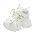 Damen High-Top Sneakers mit glitzernden Akzenten und robustem Profil