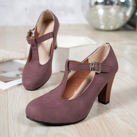 Damen elegante T-Strap Absatzschuhe R&B