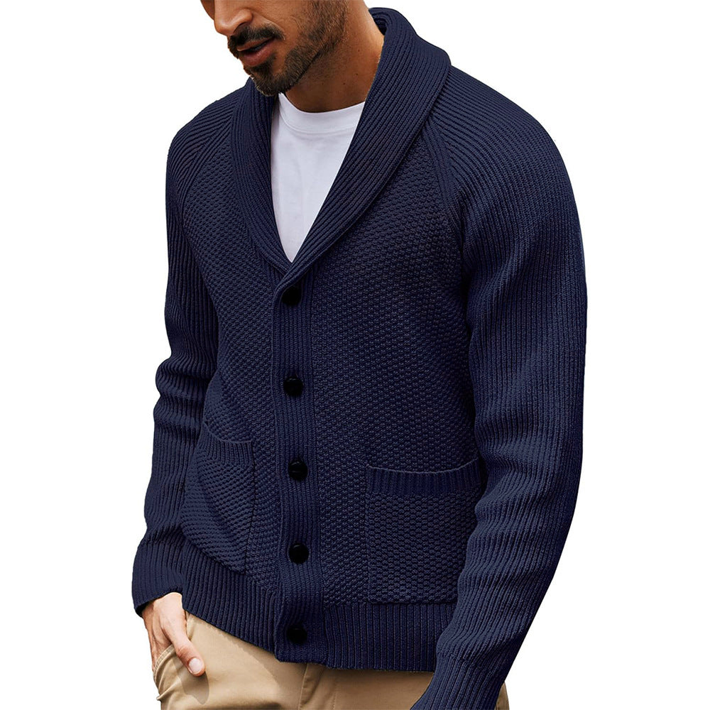 Herren Strickjacke mit strukturiertem Design und praktischem Schalkragen R&B