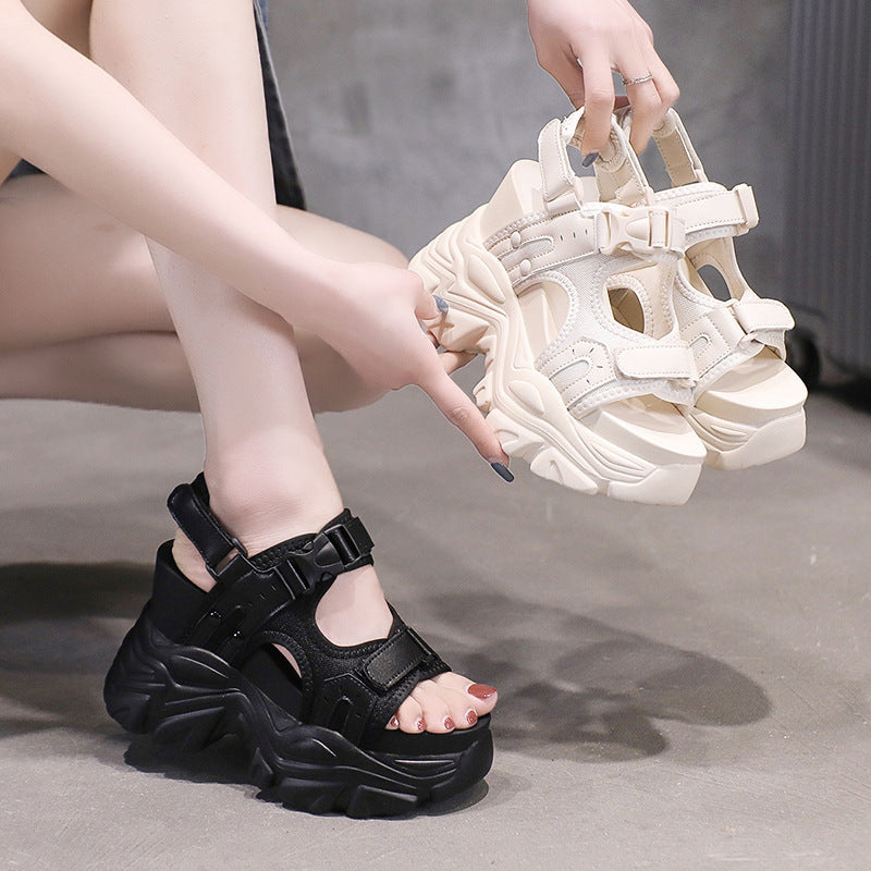 Damen Sportliche Plateau-Sandalen mit verstellbaren Riemen und rutschfester Sohle