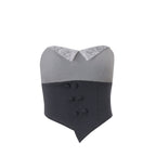Damen Corsage mit Spitzenkragen und tailliertem Design R&B