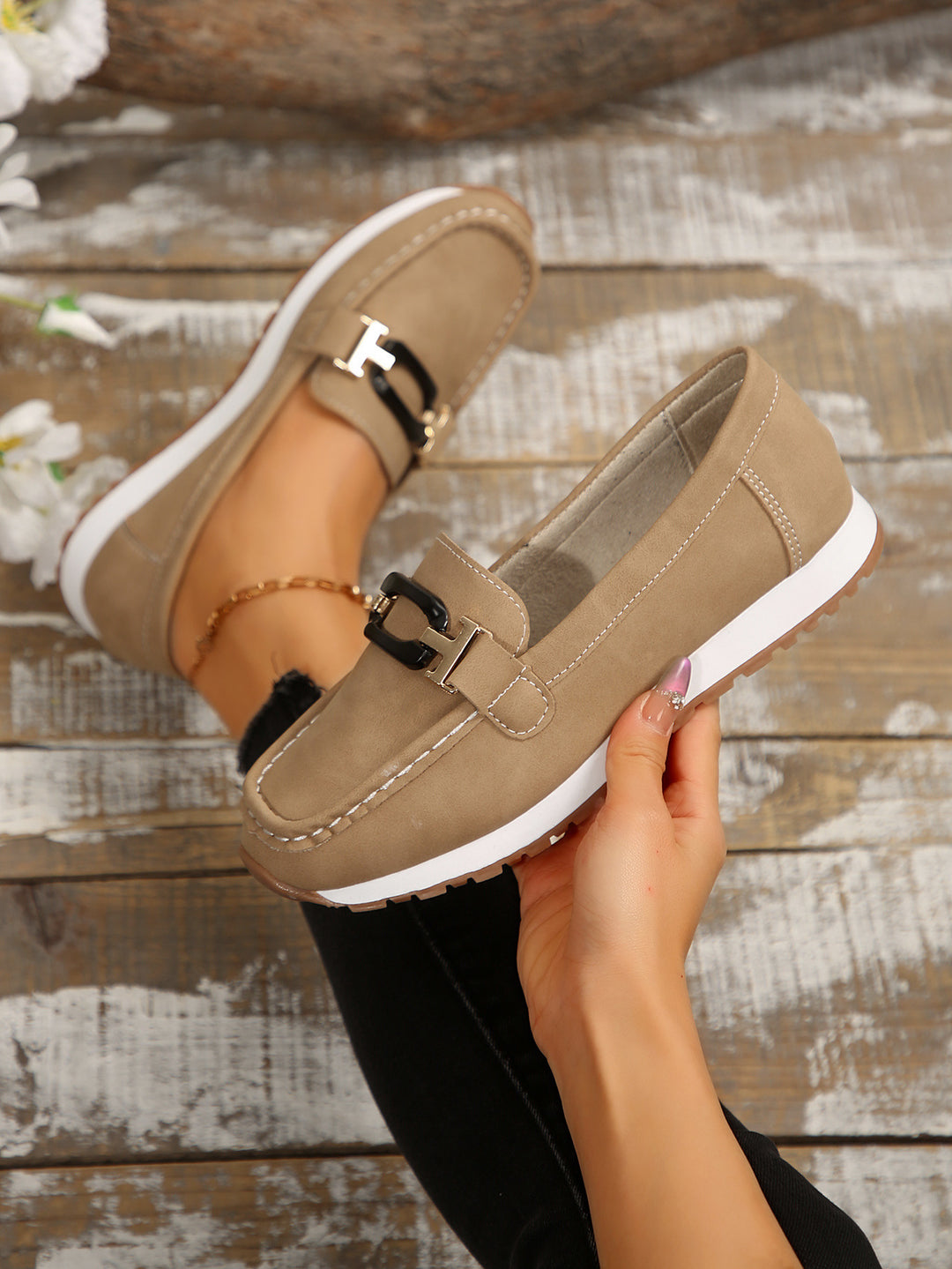 Damen Mokassins mit glamourosem Metall-Detail R&B