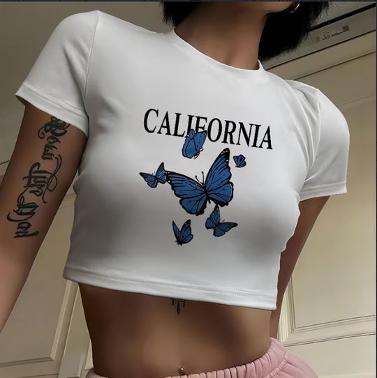 Damen Crop-Top mit innovativem Spinnen-Netz-Design R&B