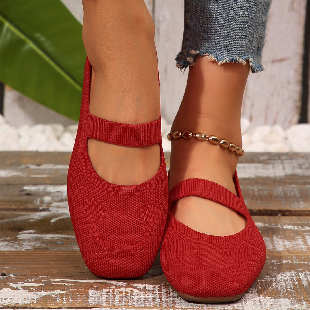 Damen Ballerinas mit elastischem Riemen und komfortablem Fußbett R&B