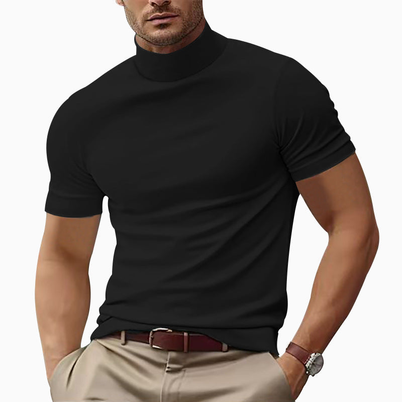Herren Kurzarm Turtleneck T-Shirt R&B