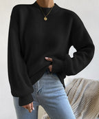 Damen Modischer Pullover mit hochgeschlossenem Ausschnitt und strukturiertem Strick