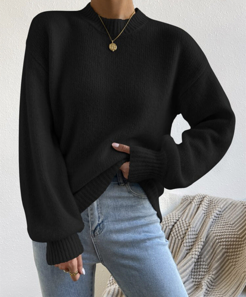 Damen Modischer Pullover mit hochgeschlossenem Ausschnitt und strukturiertem Strick