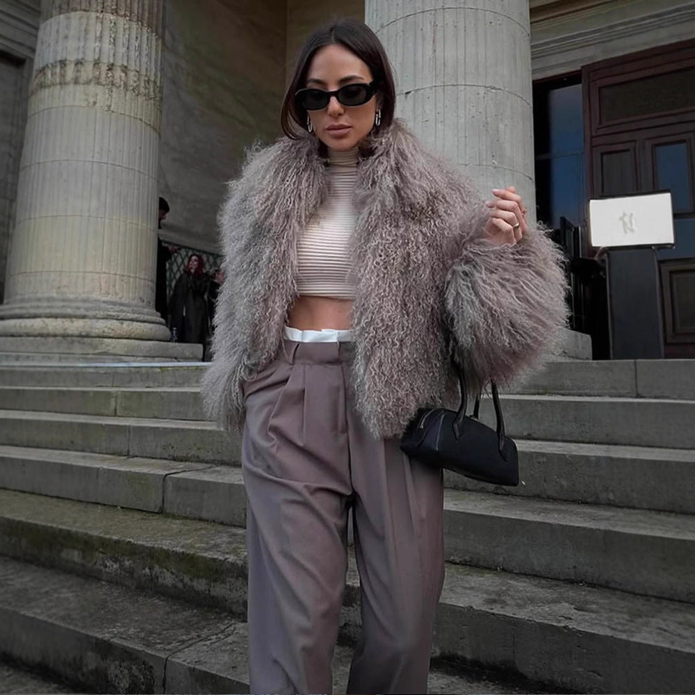 Damen Kunstfelljacke mit voluminösen Ärmeln R&B