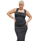 Damen figurbetontes Midikleid mit Quadrat-Ausschnitt und Raffungen R&B