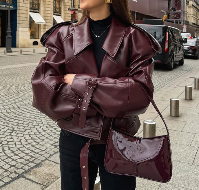 Damen Modische jacke im cropped Design mit Gummizug R&B