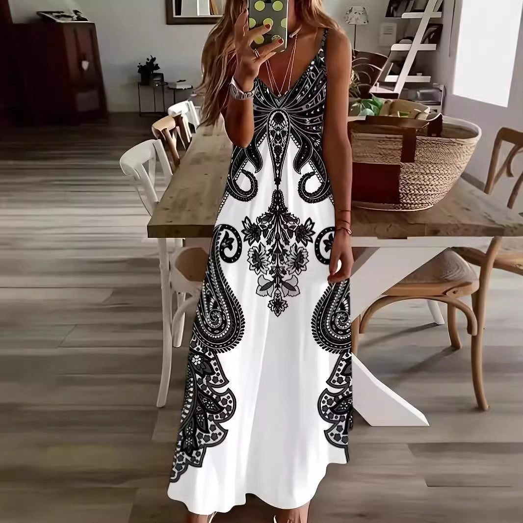 Damen Maxikleid mit farbenfrohem Paisley-Druck R&B