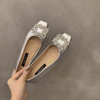 Damen elegante Ballerinas mit funkelnder Schmuckapplikation R&B