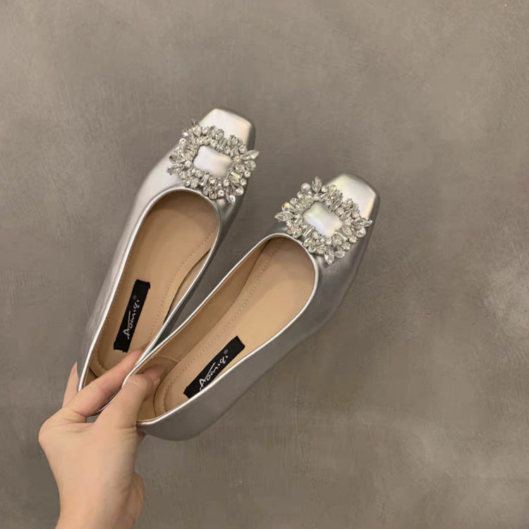 Damen elegante Ballerinas mit funkelnder Schmuckapplikation R&B