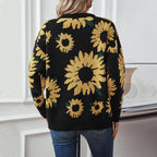 Damen kuscheliger Pullover mit Sonnenblumenmotiv