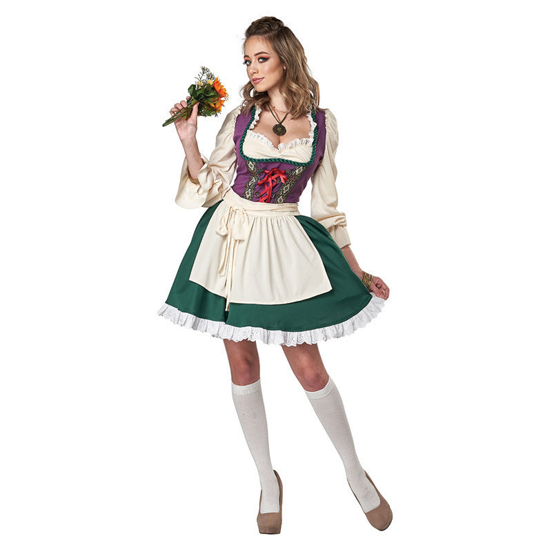 Damen Trachtenkleid mit romantischen Rüschendetails und elegantem Gürtel R&B