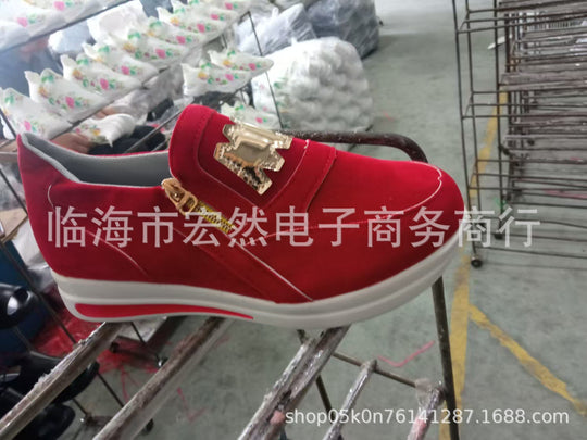 Damen Slip-On Sneakers mit goldenem Reißverschluss und trendigem Design R&B