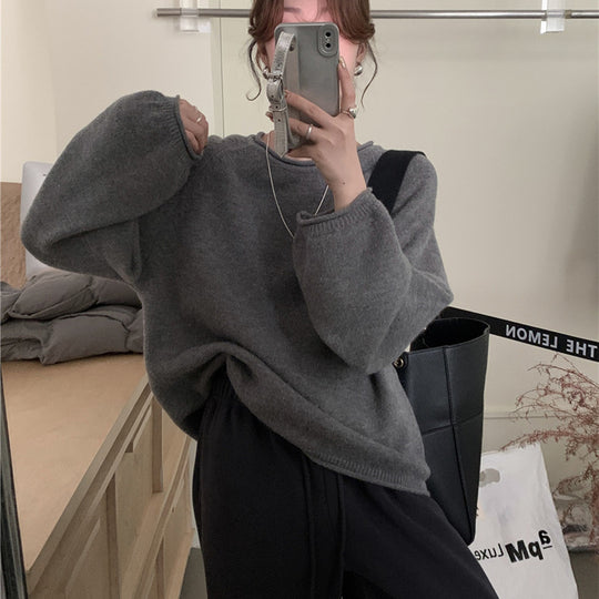Damen Lässiger Pullover mit voluminösen Ärmeln und weichem Material R&B