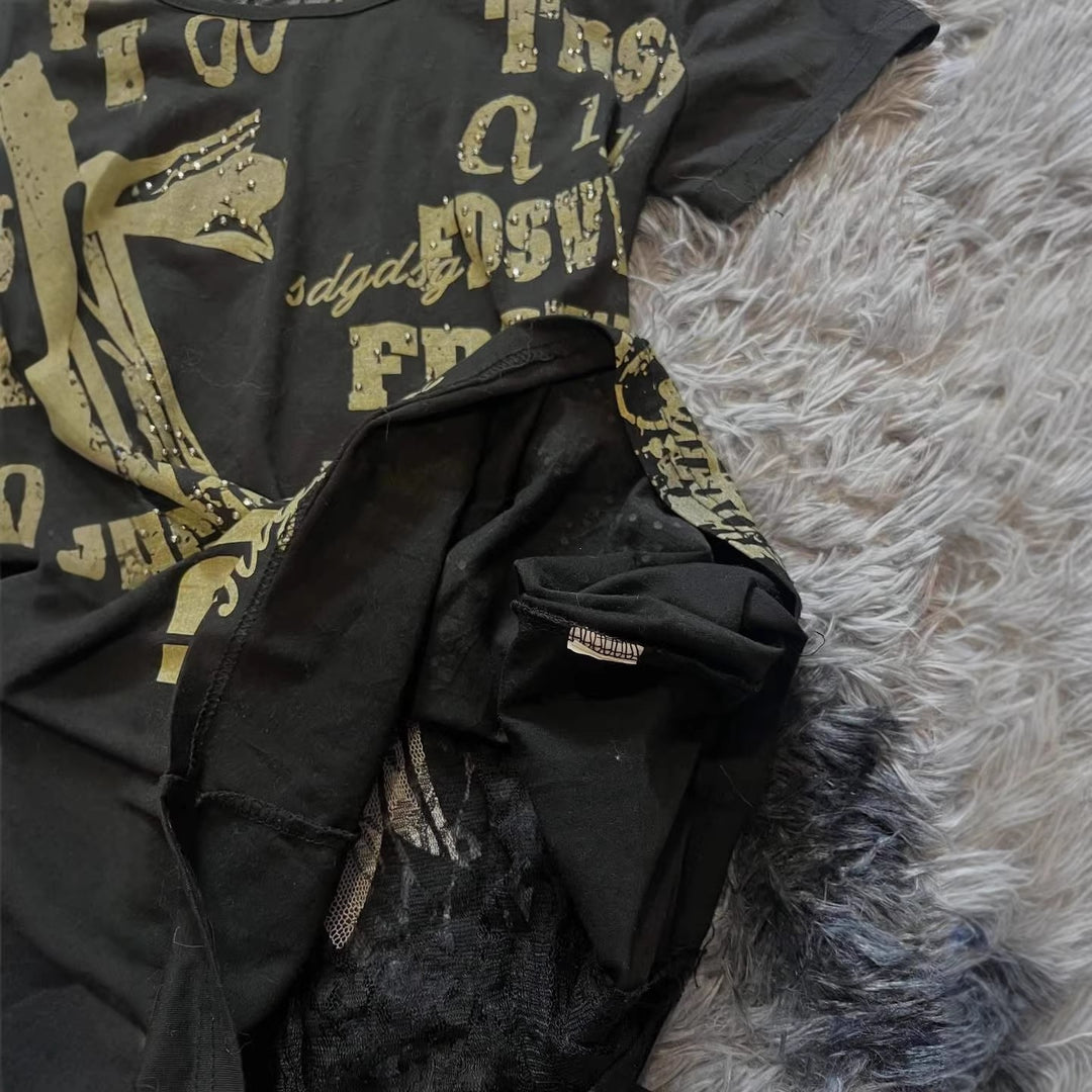Damen Trendiges T-Shirt mit kreativen Grafiken R&B