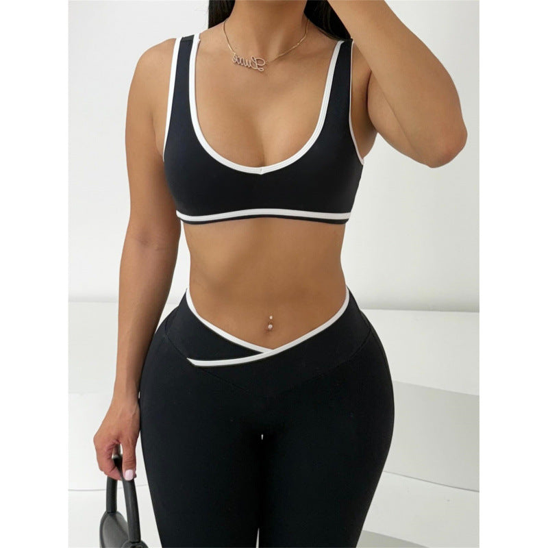 Damen Sportliches Zweiteiler Set mit kurzer Oberteil und flared Leggings R&B