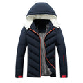 Herren gefütterte Winterjacke mit abnehmbarer Kapuze und hohem Kragen