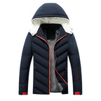Herren gefütterte Winterjacke mit abnehmbarer Kapuze und hohem Kragen