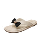 Damen Zierliche Zehentrenner-Sandalen mit eleganter Schleifen-Applikation R&B