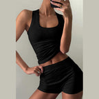 Damen Sportliches Loungewear-Set mit ärmellosem Oberteil und Shorts R&B