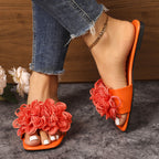 Damen elegante Slide-Sandalen mit floralen Applikationen R&B