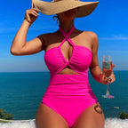 Damen Hochgeschnittener Cut-Out Badeanzug mit verstellbaren Trägern R&B