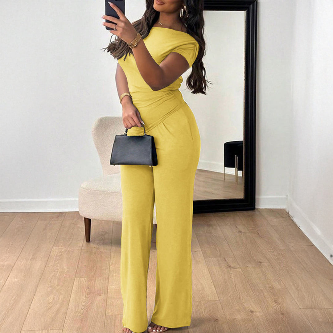 Damen Eleganter Overall mit Wickeldesign und weitem Bein R&B
