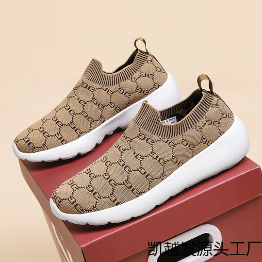 Damen Bequeme Strick-Sneaker mit elastischem Kragen R&B