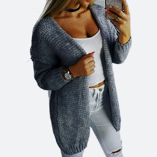 Damen lockerer Strickcardigan mit weichem Material und lässigem Schnitt R&B