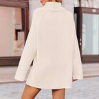 Damen Feinstrickpullover mit hohem Kragen und weitem Schnitt R&B