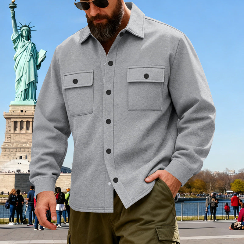 Herren nan lässige Hemdjacke aus Baumwollmischung mit aufgesetzten Brusttaschen R&B