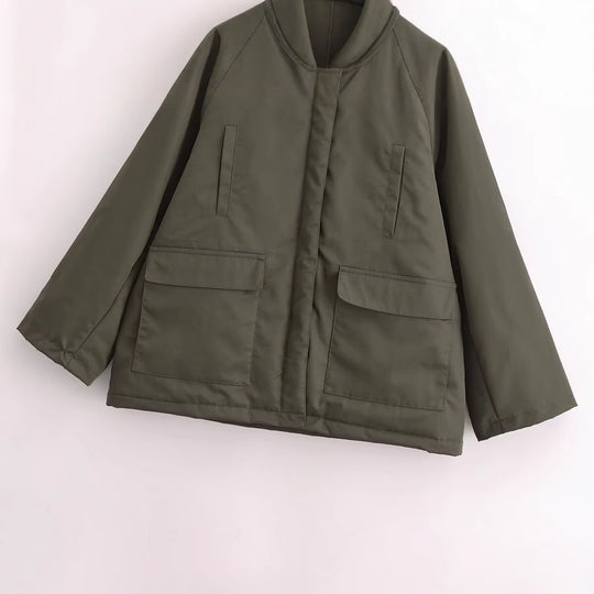 Damen Übergangsjacke mit hohem Kragen und praktischen Taschen R&B
