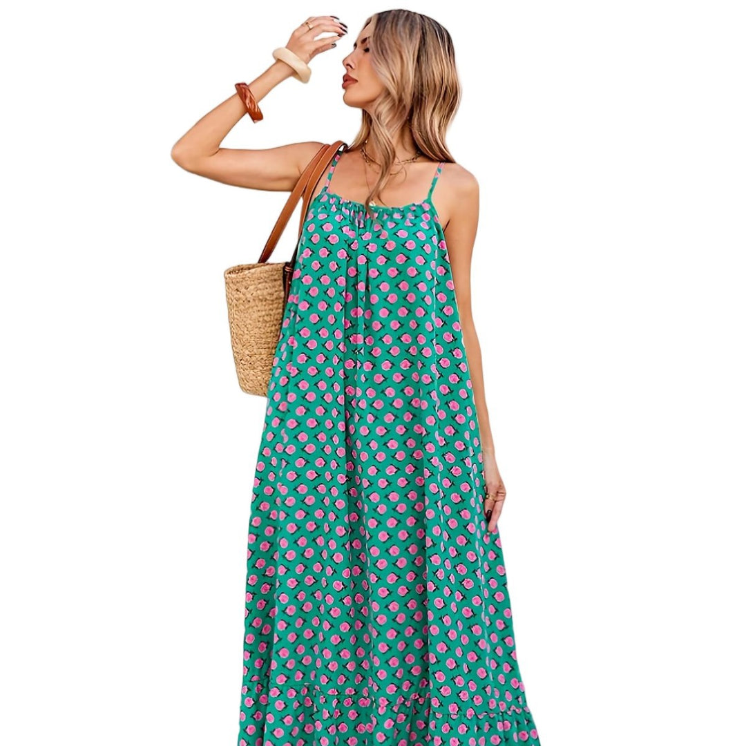 Damen Maxikleid mit grafischem Muster und fließendem Saum R&B