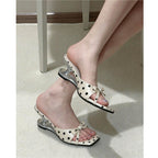 Damen elegante Slip-On Sandalen mit dekorativen Punkten