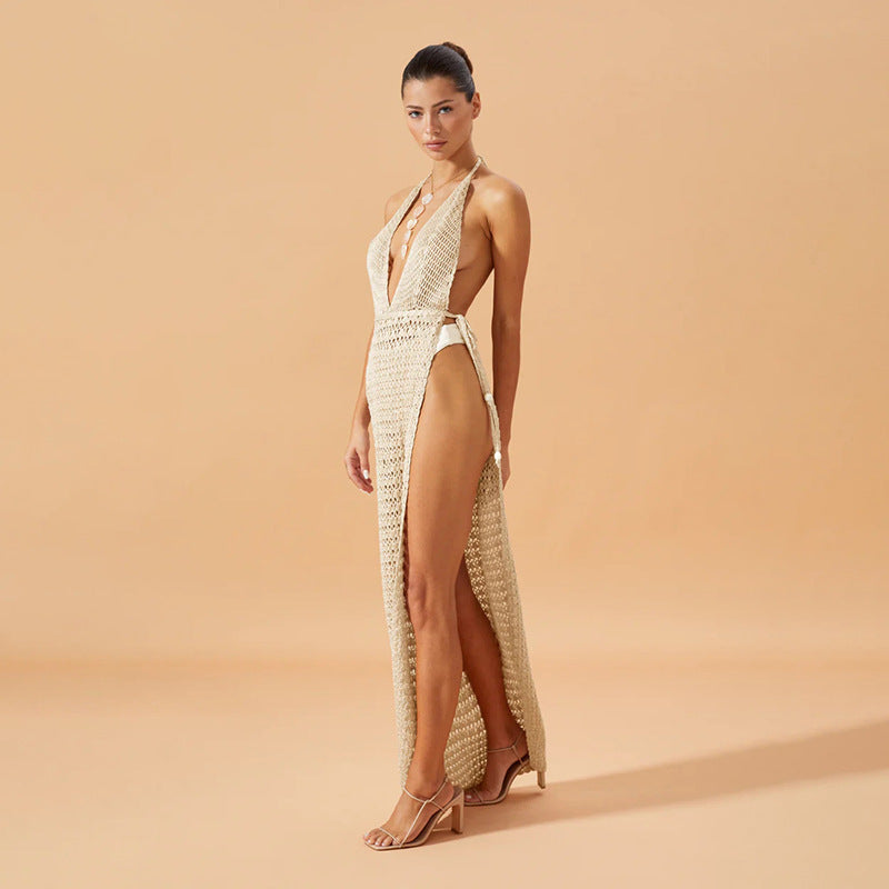 Damen figurbetontes Netzkleid mit raffiniertem Muster R&B