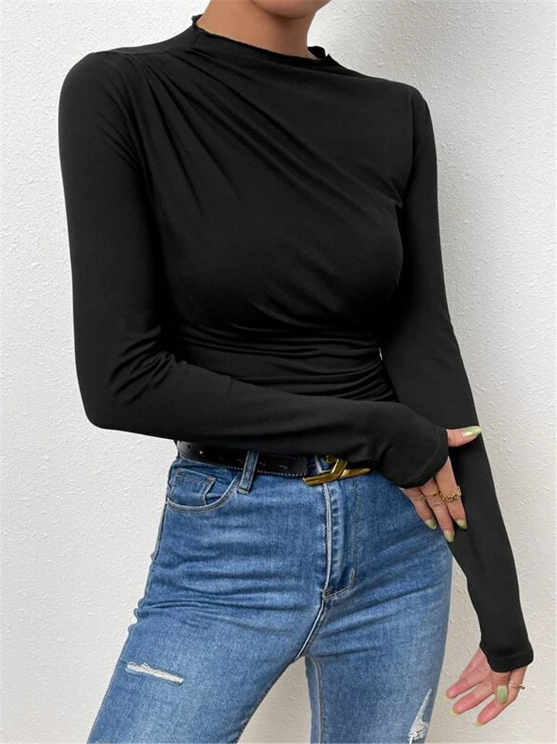 Damen Elegantes Longsleeve Shirt mit Raffungen R&B