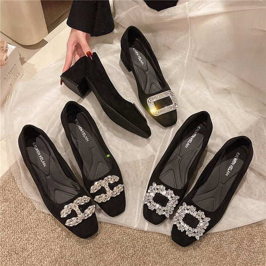 Damen Designer-Blockabsatzpumps mit Glitzerakzenten R&B