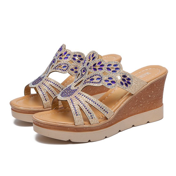Damen Wedgesandalen mit filigranem Blumendesign R&B