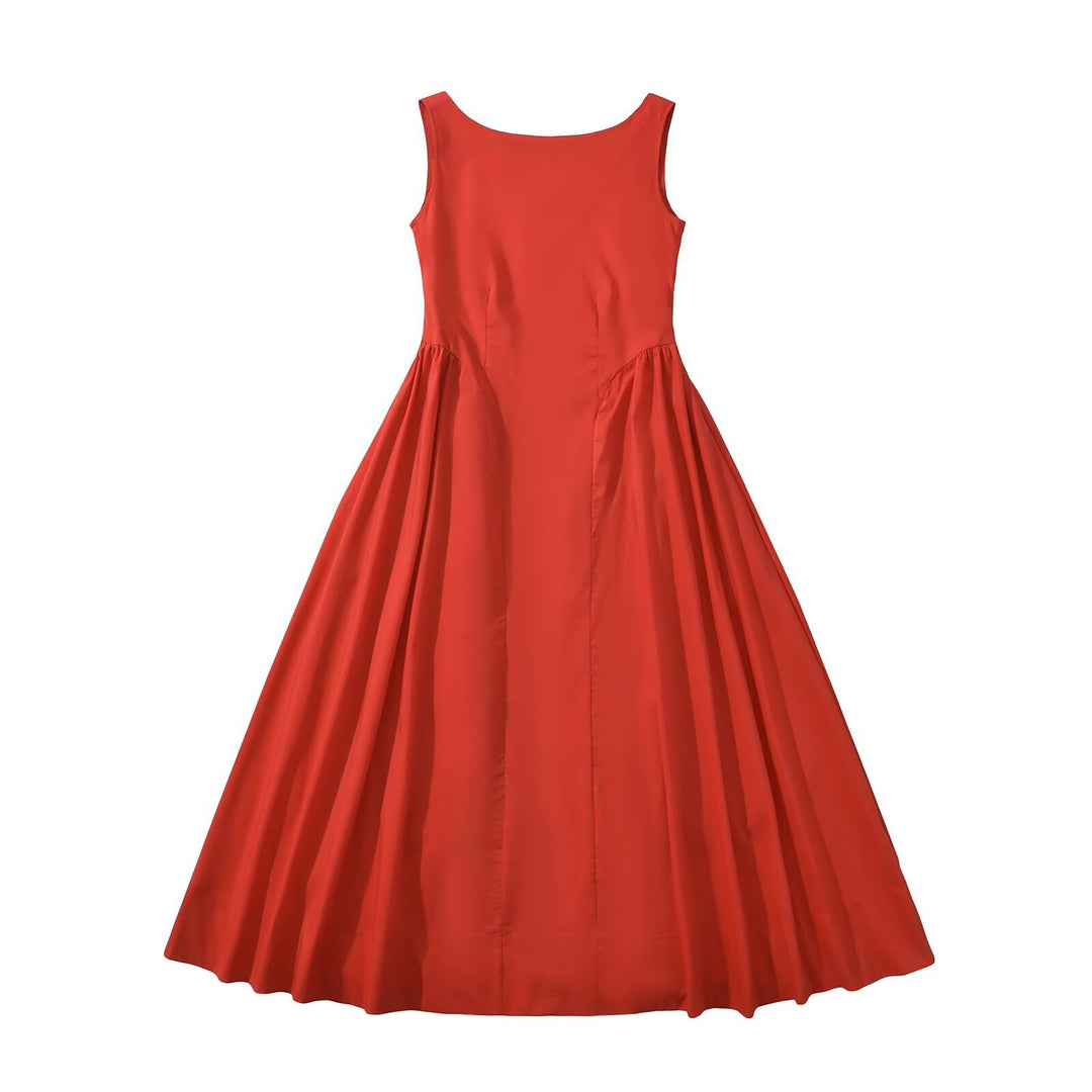 Damen Maxikleid mit elegantem, fließendem Schnitt und Rundhalsausschnitt R&B
