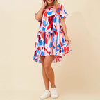 Damen verspieltes Sommerkleid mit Rüschen und asymmetrischem Saum