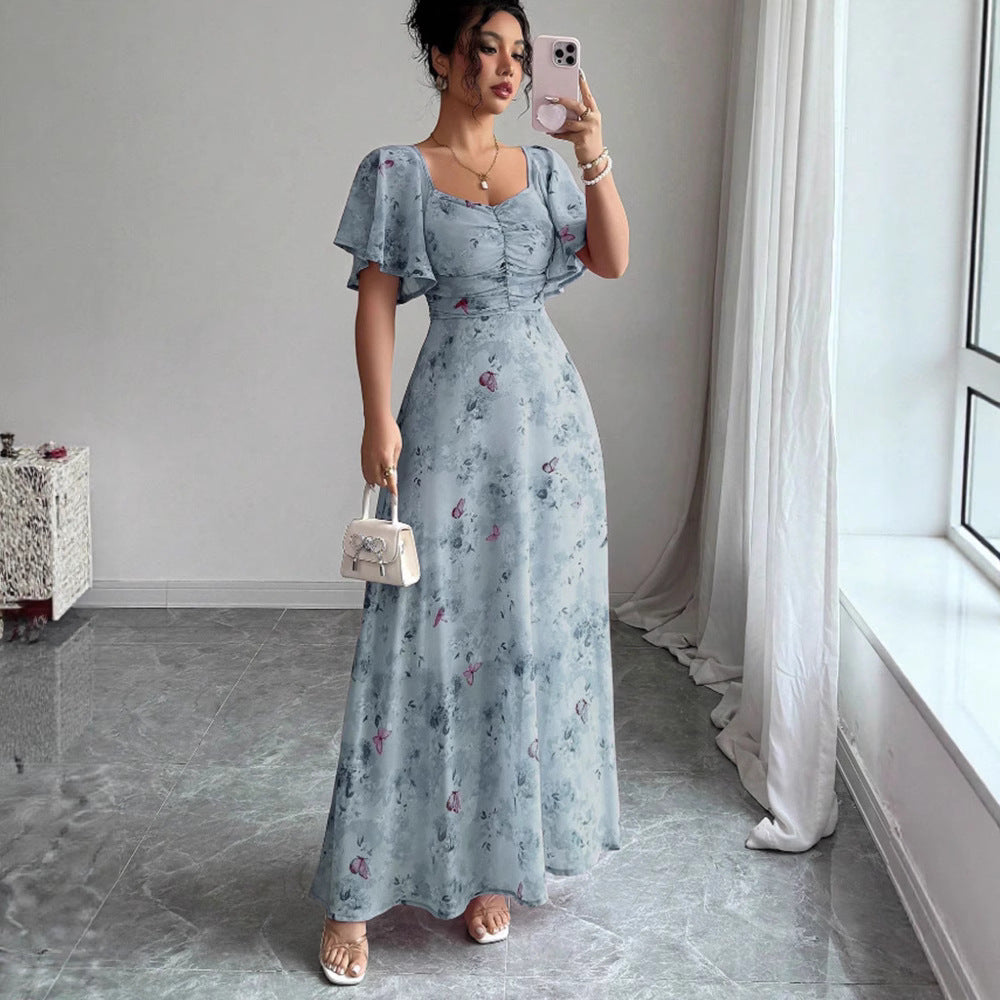 Damen Maxikleid mit fließendem Schnitt und romantischem Blumenmuster R&B