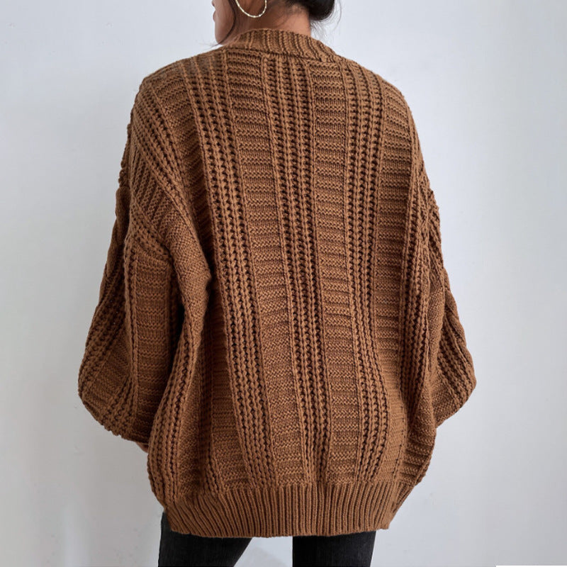 Damen Strickjacke mit oversized Passform und Zopfmuster R&B