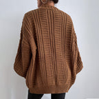 Damen Strickjacke mit oversized Passform und Zopfmuster R&B